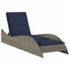 vidaXL Tumbona con coj&iacute;n gris 60x205x73 cm rat&aacute;n sint&eacute;tico
