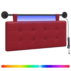 vidaXL Cabecero colgante Con luz LED Rojo vino Cuero sint&eacute;tico
