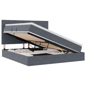 vidaXL Cama con almacenamiento y LED con LED Gris oscuro 160 x 200 cm