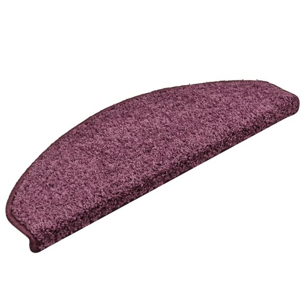 vidaXL Felpudos para escaleras 15 unidades 65x21x4 cm Morado oscuro Semicircular Grande