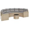vidaXL Sof&aacute; de jard&iacute;n semicircular con mesa y cojines rat&aacute;n PE beige