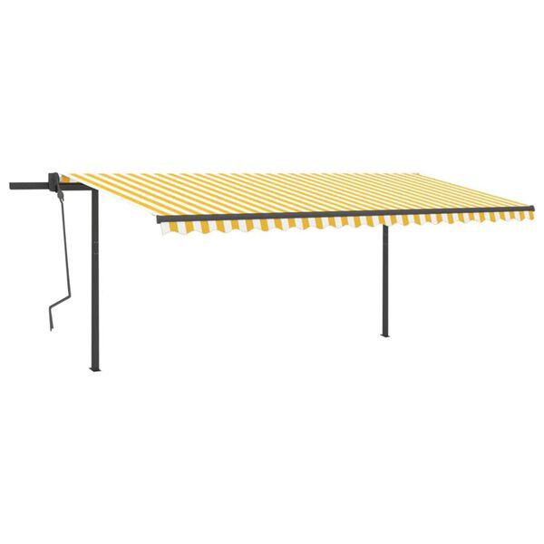 vidaXL Toldo automático LED sensor de viento amarillo y blanco 5x3 m