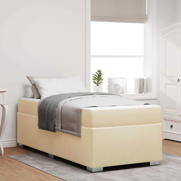 vidaXL Estructura de cama con colch&oacute;n Crema 100 x 200 cm tela