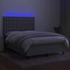 vidaXL Cama box spring colch&oacute;n y luces LED tela gris claro 140x200 cm