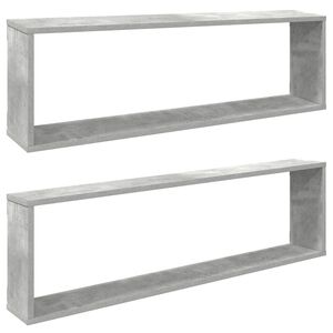 vidaXL Estante cubo pared 2uds contrachapado gris hormig&oacute;n 100x15x30cm