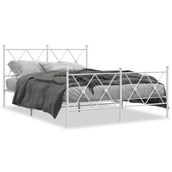 vidaXL Estructura cama sin colch&oacute;n con estribo metal blanco 140x200 cm