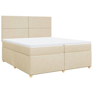 vidaXL Cama box spring con colch&oacute;n tela color crema 200x200 cm