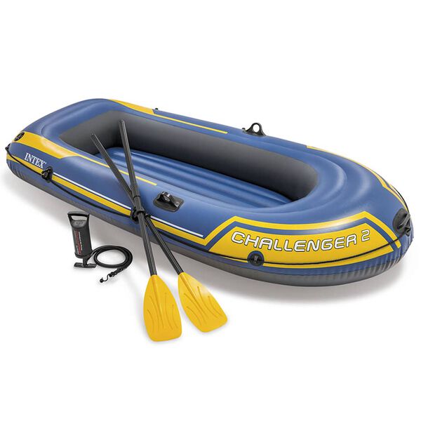 Intex Set bote hinchable con remos y bomba Challenger 2