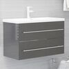 vidaXL Set muebles de ba&ntilde;o 2 piezas madera contrachapada gris brillo