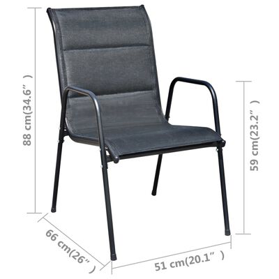 Juego de mesa y silla de 3 piezas para exteriores, jardín/patio, mesa de  centro con 2 sillas, mesa y silla de aluminio impermeable (color negro