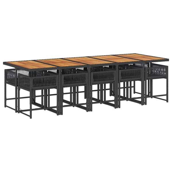 vidaXL Set de comedor jard&iacute;n 11 pzas con cojines rat&aacute;n sint&eacute;tico negro