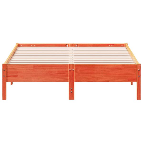 vidaXL Cama sin colch&oacute;n madera maciza de pino marr&oacute;n cera 140x190 cm