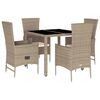 vidaXL Set comedor de jardín 7 pzas con cojines ratán sintético beige