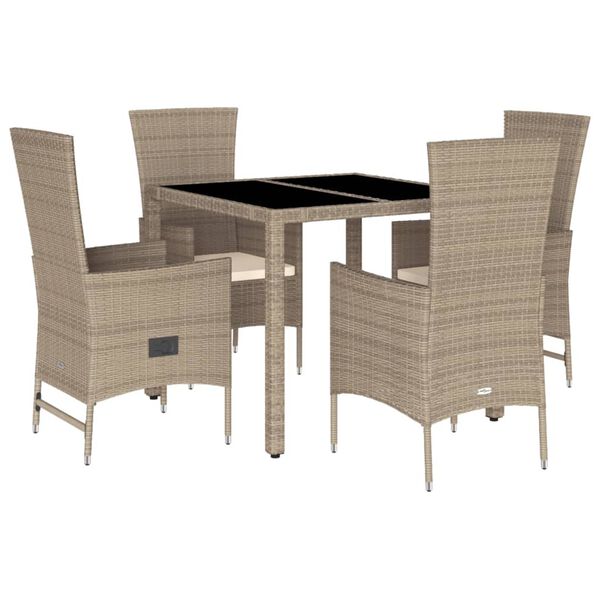 vidaXL Set comedor de jardín 7 pzas con cojines ratán sintético beige