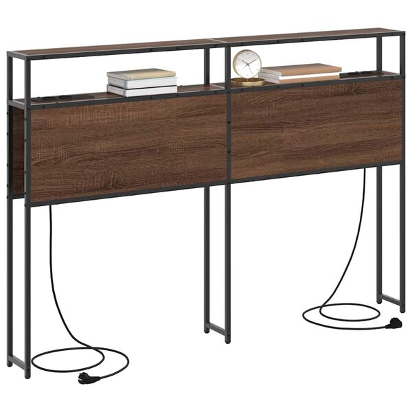 vidaXL Cabecera de almacenamiento con estante Marr&oacute;n roble 160 cm