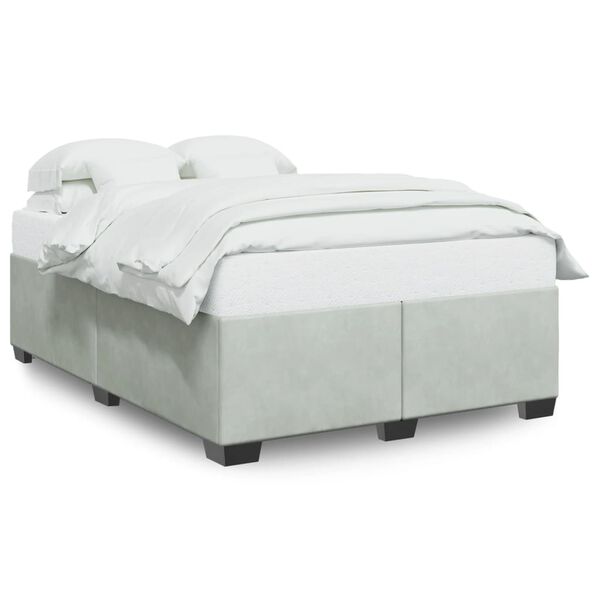vidaXL Estructura de cama sin colch&oacute;n terciopelo gris claro 140x190 cm