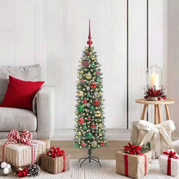 vidaXL Árbol Navideño Artificial Delgado con 150 LED verde y 120 cm