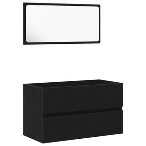 vidaXL Juego de muebles de ba&ntilde;o 2 pcs Roble Negro Madera contrachapada