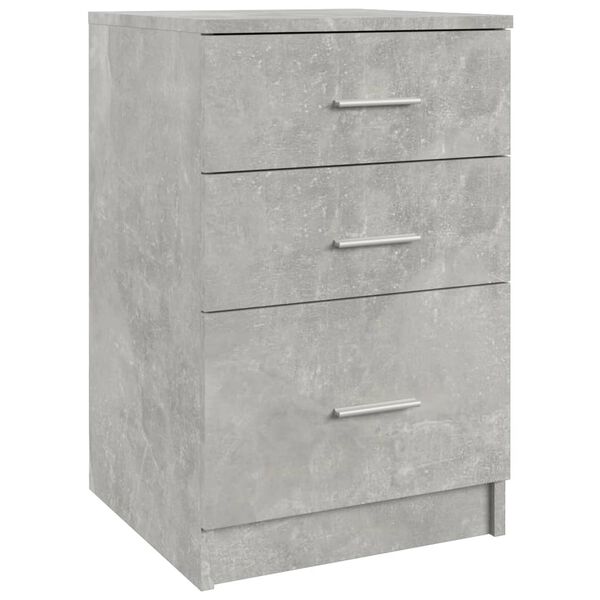 vidaXL Mesita de noche madera contrachapada gris hormigón 40x40x63 cm