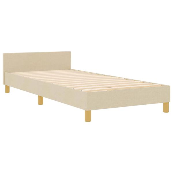 vidaXL Estructura de cama con cabecera Crema 90 x 200 cm tela