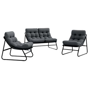 vidaXL Muebles de jard&iacute;n 3 pcs Negro Acero con revestimiento en polvo