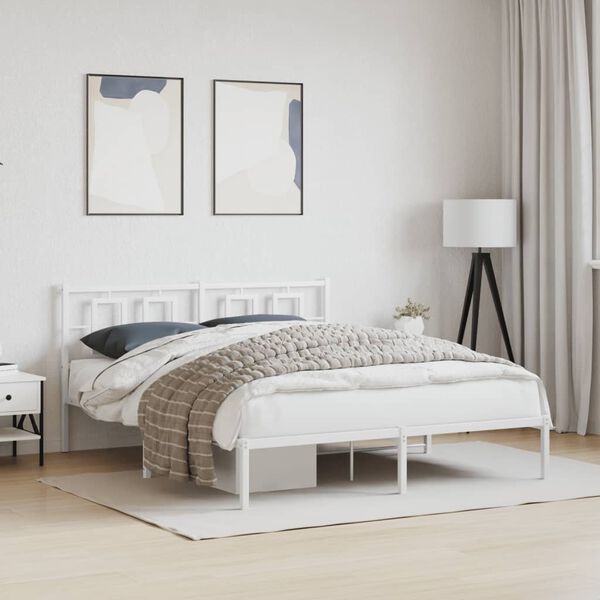 vidaXL Estructura cama sin colch&oacute;n con cabecero metal blanco 150x200cm