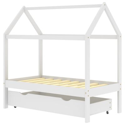 vidaXL Estructura de cama infantil y cajón madera pino blanca 70x140cm