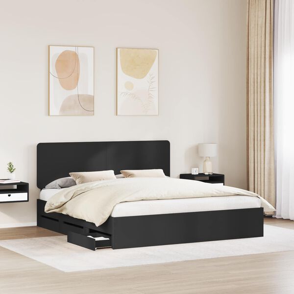 vidaXL Estructura de cama Negro 200 x 200 cm Madera Ingenieril