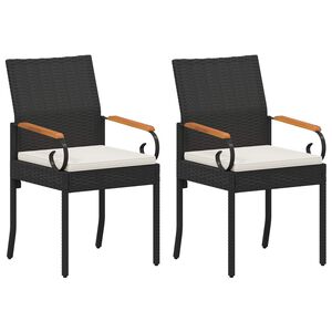 vidaXL Sillas de jard&iacute;n 2 uds. Negro y Blanco Crema Polirat&aacute;n y Acacia