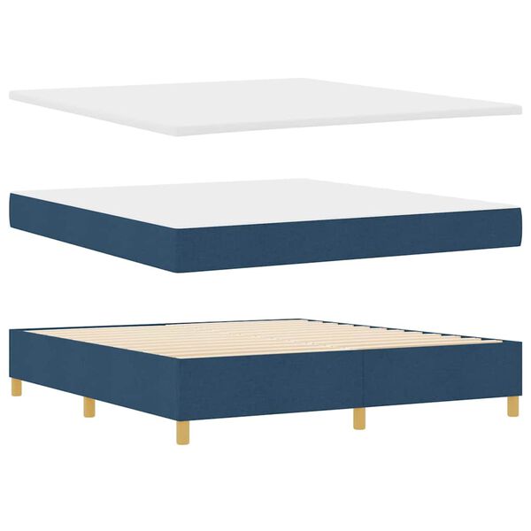 vidaXL Cama tipo Box Spring con colch&oacute;n Azul 180 x 200 cm tela