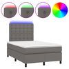 vidaXL Cama box spring con colch&oacute;n LED cuero sint&eacute;tico gris 120x190 cm