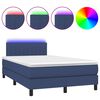 vidaXL Cama box spring con colch&oacute;n y LED tela azul 120x200 cm