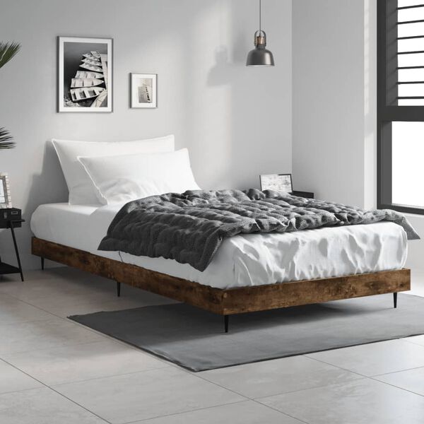vidaXL Estructura de cama sin colch&oacute;n madera roble ahumado 90x200 cm