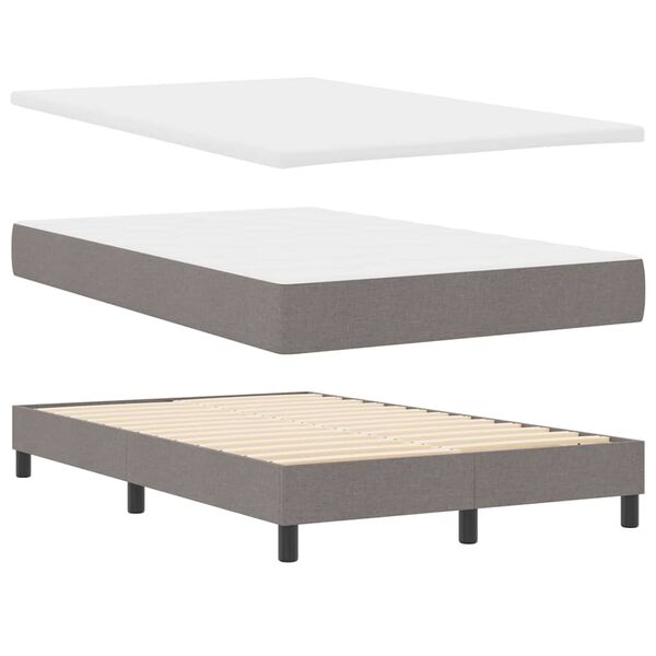 vidaXL Cama tipo Box Spring con colch&oacute;n Taup&eacute; 120 x 190 cm tela