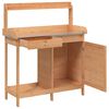 vidaXL Mesa para macetas con armario madera de abeto 110,5x45x124,5 cm