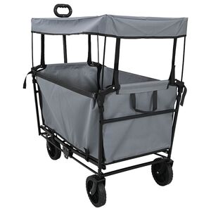 vidaXL Carro de compras plegable con frenos Gris 105 x 56,5 x 116 cm