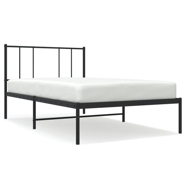 vidaXL Estructura cama sin colch&oacute;n con cabecero metal negro 107x203 cm