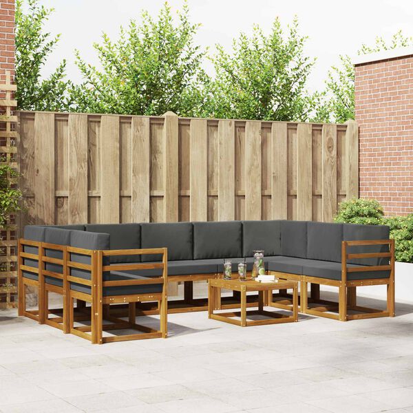 vidaXL Conjunto de sof&aacute;s de exterior 10 pcs Natural y Antracita