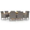 vidaXL Juego de comedor de jard&iacute;n 9 piezas con cojines gris