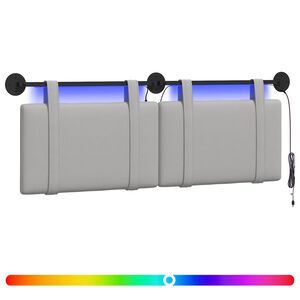 vidaXL Cabecero colgante Con luz LED Gris Nube Tela