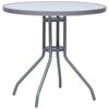 vidaXL Mesa de jard&iacute;n acero y vidrio gris claro 80 cm