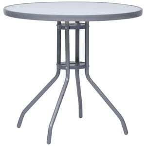 vidaXL Mesa de jard&iacute;n acero y vidrio gris claro 80 cm