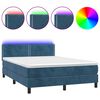 vidaXL Cama box spring colch&oacute;n y LED terciopelo azul oscuro 140x200 cm