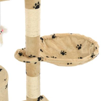 vidaXL Rascador para gatos con poste de sisal 138 cm huellas beige