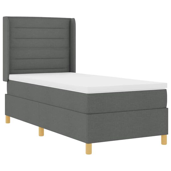 vidaXL Cama tipo Box Spring con colch&oacute;n Gris oscuro 90 x 190 cm tela