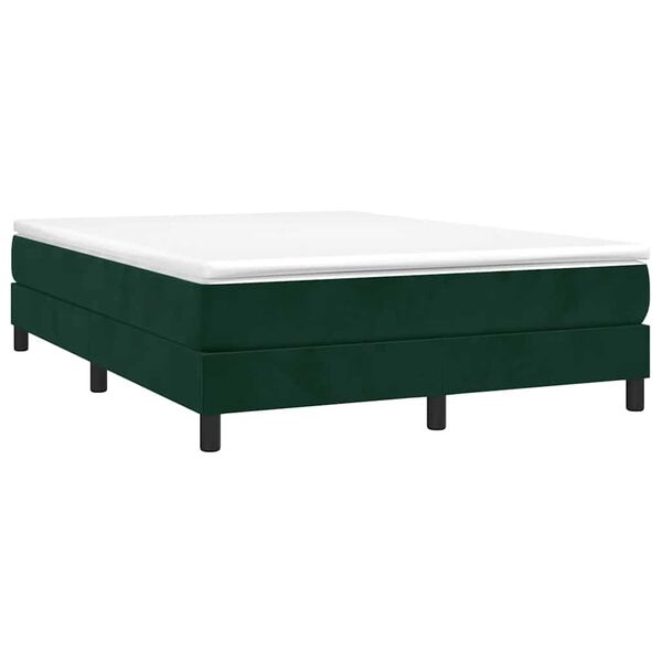 vidaXL Cama box spring con colch&oacute;n terciopelo verde oscuro 140x190 cm