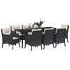 vidaXL Conjunto de Comedor de Jard&iacute;n 9 pcs Negro rat&aacute;n sint&eacute;tico