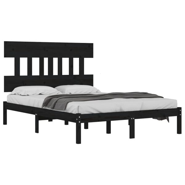 vidaXL Estructura de cama de madera maciza negra 200x200 cm