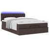 vidaXL Cama otomana con colch&oacute;n LED marr&oacute;n oscuro 140x190 cm tela