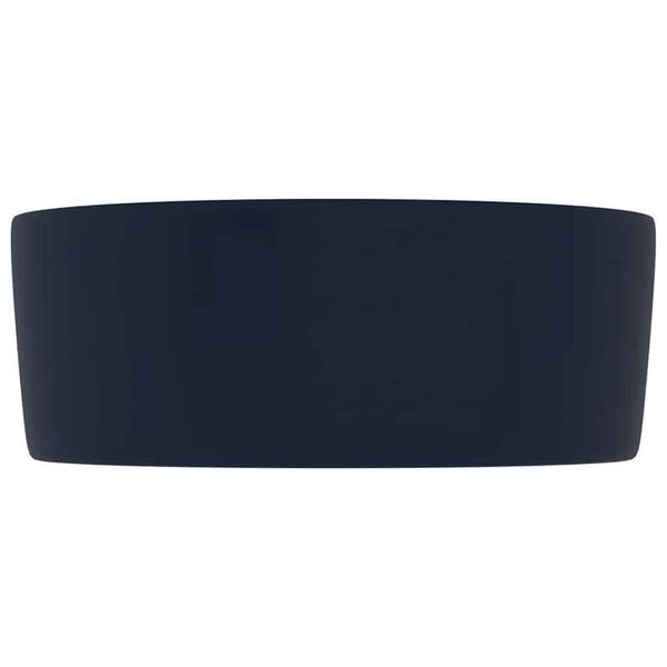 vidaXL Lavabo de lujo redondo cer&aacute;mica azul oscuro mate 40x15 cm